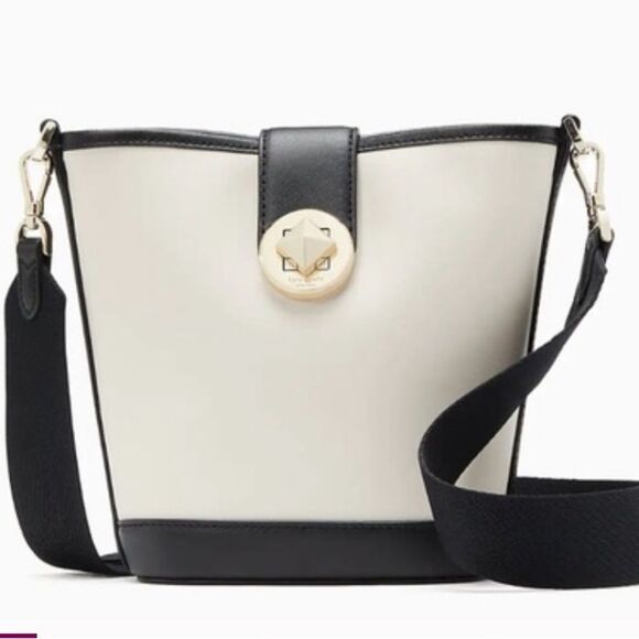 Kate Spade Audrey Mini Bucket Crossbody - Off-White/Black - NWT - Picture 1 of 9